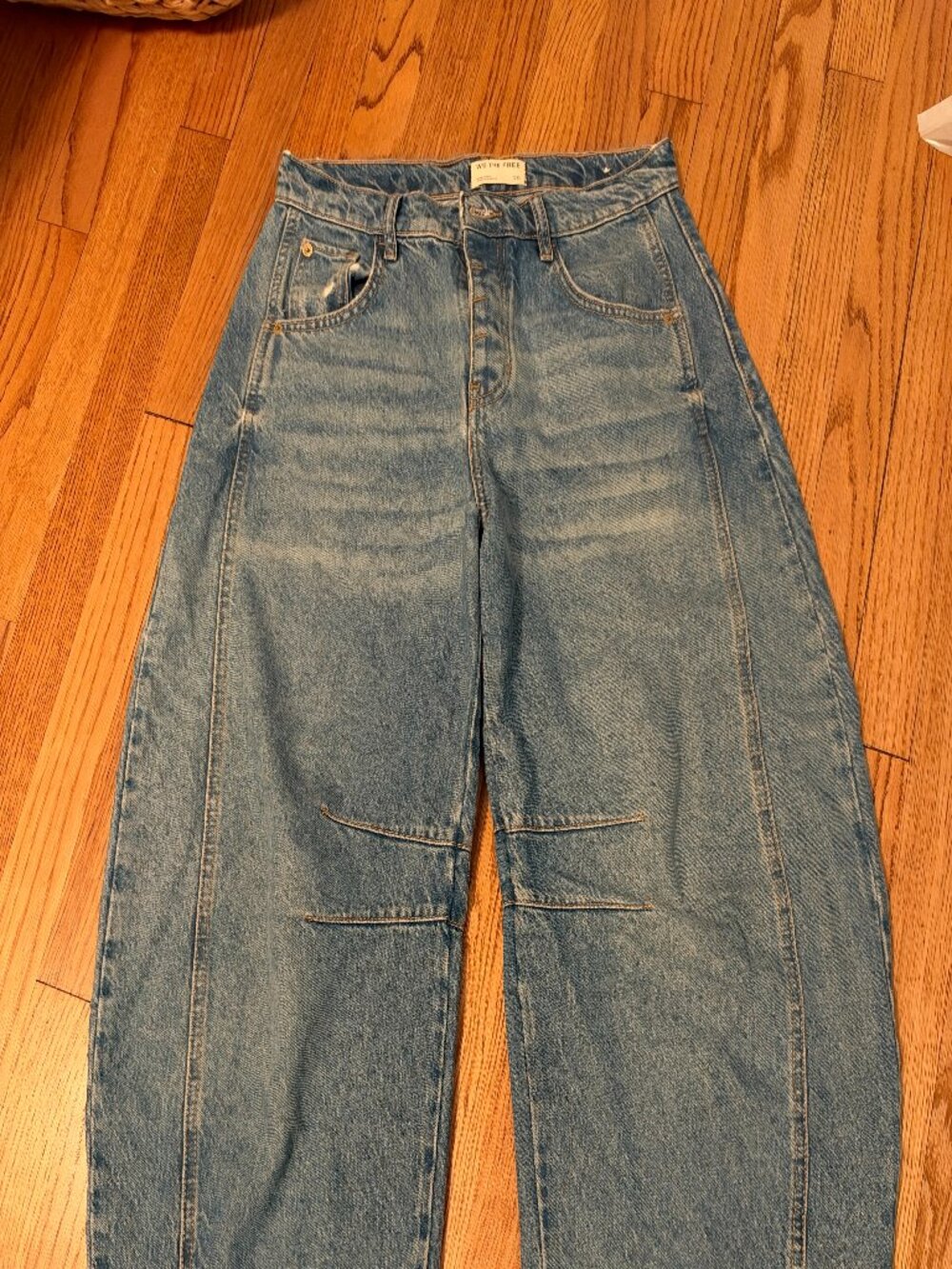 We The Free Good Luck Mid Rise Barrel Leg Jeans